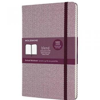 Moleskine - Cuaderno Blend Collection, Cuaderno con Hojas de Puntos, Tapa Dura de Tela con Motivo de Espigas y Cierre Elástico, Tamaño Grande 13 x 21 cm, Color Púrpura, 240 páginas