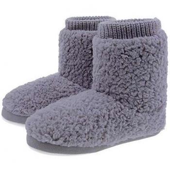 MIXIN Zapatillas de botín cómodas para mujer con forro de piel sintética, zapatillas antideslizantes por casa, interior y exterior
