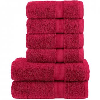 vidaXL Juego de toallas 6 piezas 100% algodón 600 gsm Color Marrón, Morado, Naranja y Rojo