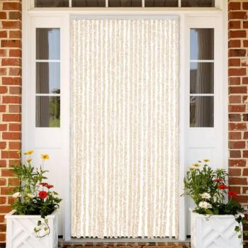 Cortina antimoscas chenilla blanca y beige 100x220 cm