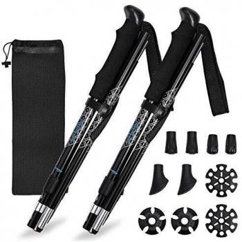 Oxford Street Bastones de Senderismo Bastones, Trekking Plegables 2pcs 36cm~130cm de Aleación de Aluminio 7075 y EVA con Sistema antichoque y Bloqueo rápido, Ajustable, para Senderismo, Camping