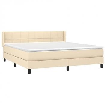 Cama Box Spring con Colchón de Tela Color Crema 160x200 cm