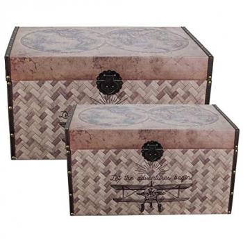 Baúl Organizador Vintage Marrón 2 Uni. de MDF y PVC - 39x41x70 cm