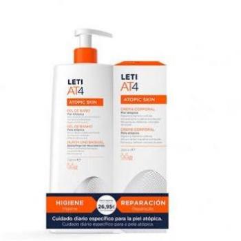 LETI AT4 Pack Gel de Baño para Piel Atópica 750ml + Crema Corporal 200ml