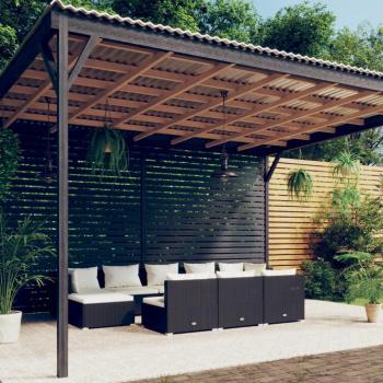 vidaXL 10-Piece Black Poly Rattan Garden Lounge Set with Cushions
