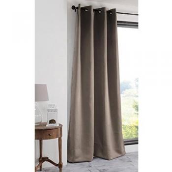 Cortina Opaca de Lino Beige con Ojetes - 135 x 250 cm