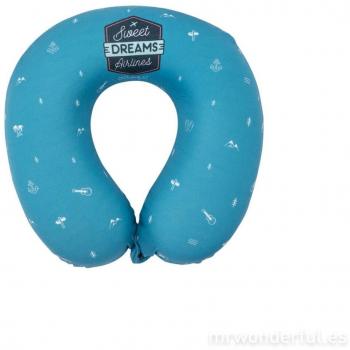 Mr. Wonderful Reposacabezas de Viaje Sweet Dreams Airlines, Tela, Azul, 30 X 29 X 10 Cm