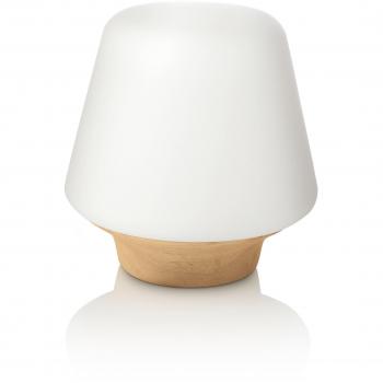 L&aacute;mpara de mesa Philips serie Ecomoods modelo Wellness madera clara.