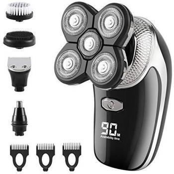 Afeitadora Eléctrica Hombre 5 en 1 Afeitadora Cabeza Hombre USB Impermeable Maquina De Afeitar Hombre para Nariz Oreja Barbero Rotary Afeitadora Barba Hombre