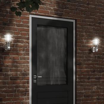 Aplique de exterior con sensor vidaXL - Acero inoxidable, color negro y plateado