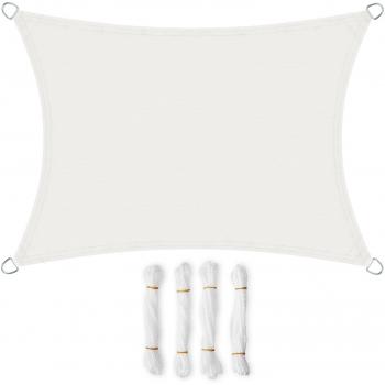 SONGMICS Vela Parasol de 3 x 5 m, Resistente al Agua Mínimo de 1000 mm, Protección UV93%, Poliéster, Resistente a Desgarros Intemperie, para Patio del Jardín, Terraza, Camping, Blanco GSH35IVV1
