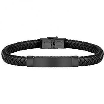 Sector No Limits Pulsera para hombre, Colección BANDY, diámetro 7 cm, en acero, poliuretano y cuero - SZV51