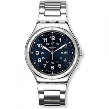 Swatch mens digital quartz watch with stainless steel bracelet z yws420g