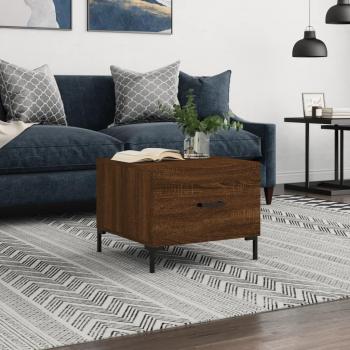Mesa de centro madera multicapa roble marrón 50x50x40 cm