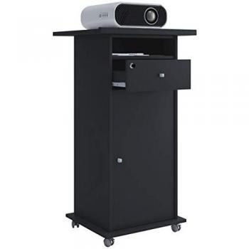 Mesa Soporte Proyector Neta con Ruedas y Puerta, Altura 108 cm, Ancho 60 cm, Profundidad 50 cm, Superficie Inclinable y Cajón Cerrado