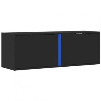 Mueble de TV de pared con luces LED negro 100x31x35 cm, Mueble de TV suspendido, Mueble de TV montado en la Pared, Soporte de TV Flotante