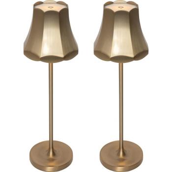 Set de 2 lámparas de mesa retro recargables IP44 oro rosa - Granny