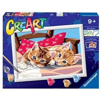 Ravensburger CreArt Gatitos en la almohada, Kit de Pintura, Pintar por Números, Juego Creativo para Niños y Niñas, Edad Recomendada 9+