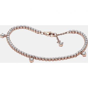 Pulsera Timeless Tenis Gotas Brillantes rosa con circonitas