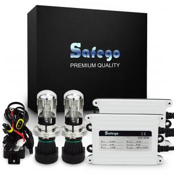 Safego AC 55W H4 Xenón Hid Kit Luz de Xenon Headlight Lámpara Kit de Conversión Bombilla de Repuesto 6000K Kit Xenón Hid H4 Bombillas de Coche Faros de Xenon Luces Auto Lamparas Coche No Canbus