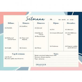 Planificador Semanal Estampado Blanco y Multicolor Catalán Dräger