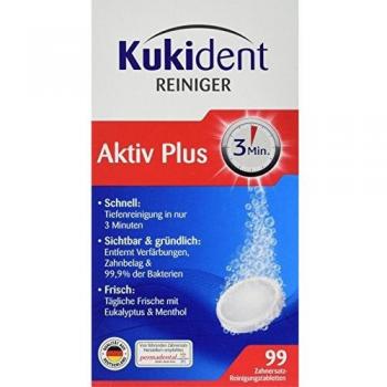 Kukident Aktiv Plus Tabletas Limpiadoras para Prótesis Dentales (99 unidades)