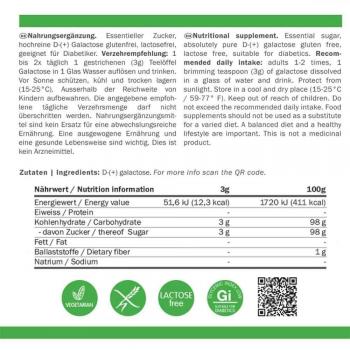 EnergyBalance D-Galactosa en polvo 500g | Apto para bebés, lactantes, alérgicos y diabéticos | Sin lactosa y sin gluten | Calidad de marca desde Suiza