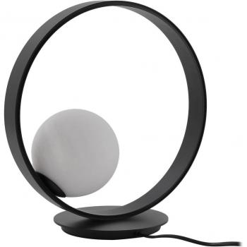 Lámpara de mesa LED Lucande Luneo, negro/opal, cristal, atenuable, moderno, hecho de metal para salón y comedor (1 llama)