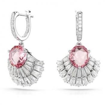 Swarovski Idyllia Rhodium Plated Pink Shell Drop Earrings