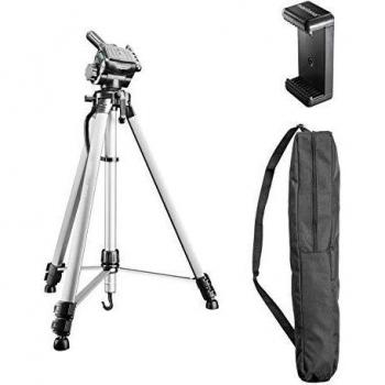 Trípode Walimex pro WT-3570 de 168cm, carga hasta 4kg, cabezal panorámico de 3 vías, incluye bolsa y soporte para cámara y smartphone