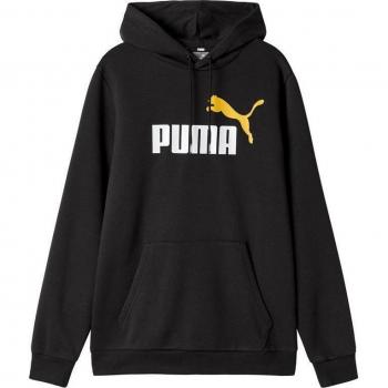 Puma Big Logo Pullover Hoodie - Black/Yellow - Male - Size: XL