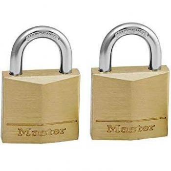Master Lock 130T Solid Brass Padlocks, 2-Pack, Keyed Alike