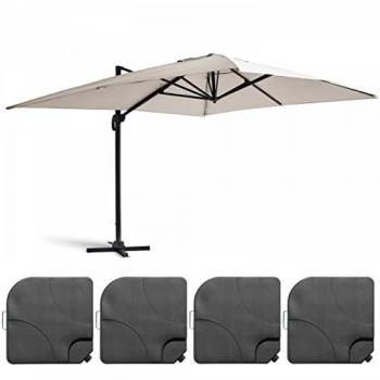 Parasol Desplazado 3x4m con 4 Losas de Aluminio Blanco