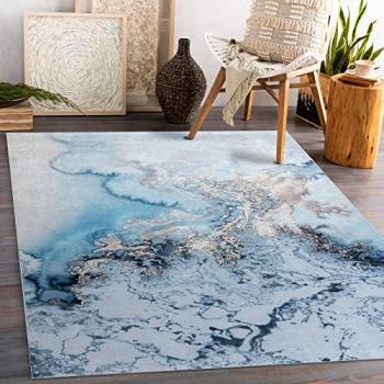 Alfombra lavable antideslizante ANDRE 2248 Mármol azul 120x170 cm