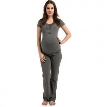Noppies lactancia pijama Anika - 2 in1 sueño camiseta + pantalones pijama pijamas pijama de lactancia maternidad ropa de dormir gris 04 - Anthracite 6