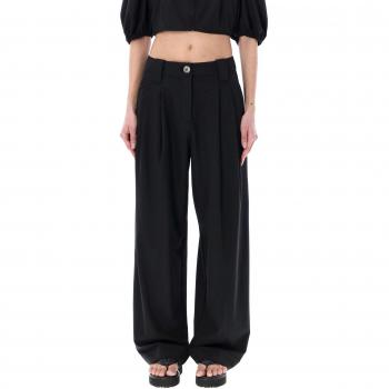 Ganni Black Draped Pleat Trousers - Size 38 (8)