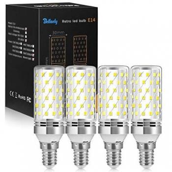 Bombillas LED E14, 12W Blanco Frío 6000K 1200LM Edison E14 LED Maíz Bombilla, Equivalente a 100W Lámpara Incandescente, Ángulo 360, Sin Parpadeo, No Regulable, Aquete de 4