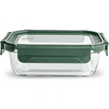 Contenedor rectangular de vidrio de 640 ml con tapa de vidrio