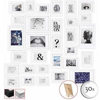 Juego de 30 Marcos de Fotos Múltiples para Pared Emotion Blanco - Bomoe