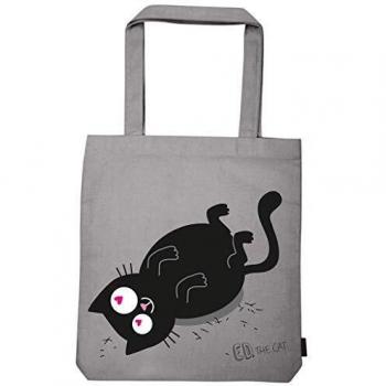 Moses Ed, The Cat Shopper Fell in Love | Tragetasche aus 100% Baumwolle | Einkaufstasche Bolso Bandolera 42 Centimeters Gris