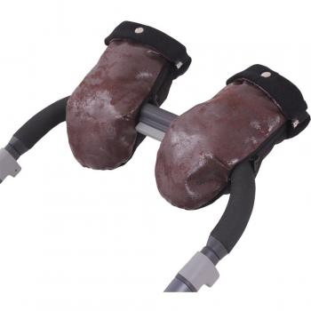 Tititnins® - Manoplas Carro Bebe Silla Paseo Impermeables CUERO CASTOR.Polar Negro