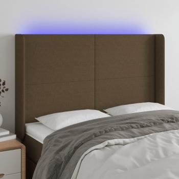 Cabecero LED Marrón Oscuro de Tela 147x16x118/128 cm