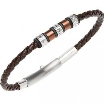 Pulsera de Hombre Breil TJ3371 en Cuero y Acero, Color Marrón, Talla Única, Sin Piedras - Joyería y Bisutería de Moda