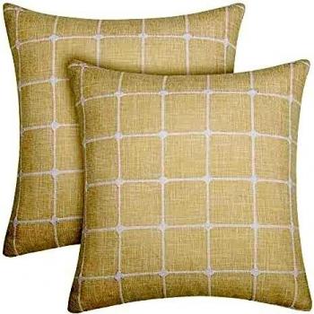 Amazon Brand - Umi Funda Cojín Tela Suave de Almohada para Sofá 2 Piezas 40x40cm Beige