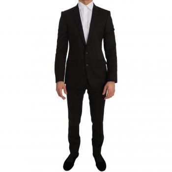 Dolce & Gabbana Brown Wool Crystal Bee Slim Fit Suit - Martini Model, Size: S (IT46)