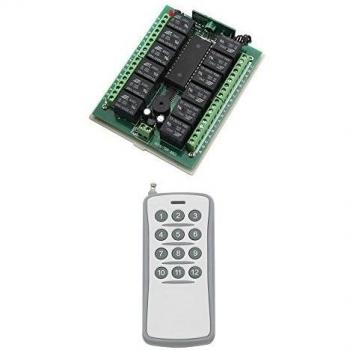 eMylo 433 MHz DC 12 V 12 canales Relés Interruptor de control remoto Gris y Blanco Transmisor