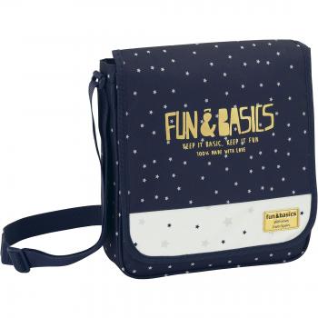 Safta Fun&Basics Bandolera con Solapa, 27 x 30 x 7 cm, Color Azul Marino