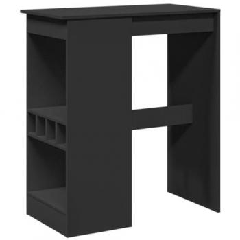 Mesa alta de bar con estantes de madera ingeniería negra 90x47,5x103,5 cm
