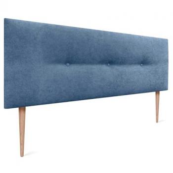 Cabecero de Polipiel o Tela Acualine Liso Acolchado con Botones y Patas para Cama 120/135/140 - Azul (135x105 cm)