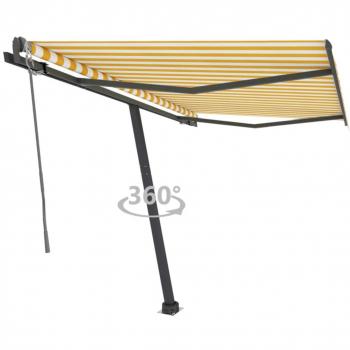 Toldo de pie automático amarillo y blanco 300x250 cm